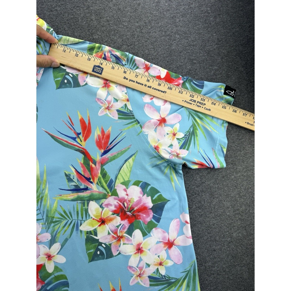 Deolax Golf Polo Shirt Mens‎ Sz XL Loud Tropical Plant Print Performance Stretch - Picture 14 of 16